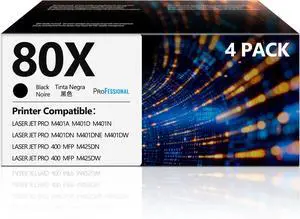 80X CF280X Toner Cartridges Black Replacement for HP80 X 80X CF280X 80A CF280A Toner Compatible with Laserjet Pro 400 M410 M401D M401A M401N M401DN M401DW M425DW M425DN Printer CF280X Toner (4 Black) 80X CF280X Toner Cartridges Black Replacement for HP80 X 80X CF280X 80A CF280A Toner Compatible with Laserjet Pro 400 M410 M401D M401A M401N M401DN M401DW M425DW M425DN Printer CF280X Toner (4 Black)