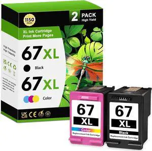 67XL Ink Cartridges Black Color Combo Pack Replacement for HP 67 67xl Ink for Envy 6000e 6400e 6452e 6458e 6455e 6065e Deskjet 4255e 2855e 2734e 2742e 4158e Printer (2 Pack) 67XL Ink Cartridges Black Color Combo Pack Replacement for HP 67 67xl Ink for Envy 6000e 6400e 6452e 6458e 6455e 6065e Deskjet 4255e 2855e 2734e 2742e 4158e Printer (2 Pack)