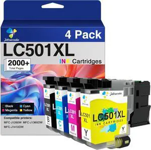 LC501XL Ink Cartridges for Brother Printer MFC-J1360DW, LC501XL Compatible for Brother LC501 Ink Cartridges for MFC-J1360DW MFC-J1260W MFC-J1410DW (4-Pack, Black Cyan Magenta Yellow) LC501XL Ink Cartridges for Brother Printer MFC-J1360DW, LC501XL Compatible for Brother LC501 Ink Cartridges for MFC-J1360DW MFC-J1260W MFC-J1410DW (4-Pack, Black Cyan Magenta Yellow)