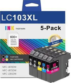 LC103XL High Yield Ink Cartridges Replacement for Brother Print 600 Pages LC103XL High Yield Ink Cartridges Replacement for Brother Print 600 Pages
