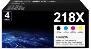 218X Toner Cartridge 4-Pack Compatible for HP Pro MFP 3301 3201 Series 218X Toner Cartridge 4-Pack Compatible for HP Pro MFP 3301 3201 Series