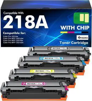 218A Toner Cartridges 4 Pack 218 3201dw 3301fdw High Yield W2180A with Chip 218A Toner Cartridges 4 Pack 218 3201dw 3301fdw High Yield W2180A with Chip