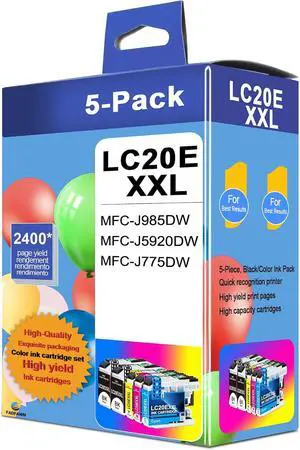 LC20E Ink Cartridges Super High Yield 5 Pack Replacement for Brother LC20E LC20E Ink Cartridges Super High Yield 5 Pack Replacement for Brother LC20E