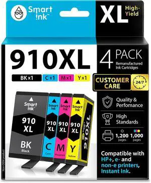 Smart Ink Remanufactured Ink Cartridges Replacement for HP 910XL 910 XL Black and Color Combo Pack to use with OfficeJet Pro 8025e 8025 8028e 8028 8035e 8035 OfficeJet 8015e 8022e 8015 8022 Printers Smart Ink Remanufactured Ink Cartridges Replacement for HP 910XL 910 XL Black and Color Combo Pack to use with OfficeJet Pro 8025e 8025 8028e 8028 8035e 8035 OfficeJet 8015e 8022e 8015 8022 Printers