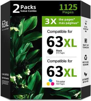 63XL Ink Cartridge Replacement for HP 63 XL HP63 Black/Color Combo 2 Pack for Envy 4520 4512 4510 Officejet 4650 5258 5200 3830 5255 4655 4652 5252 Deskjet 3630 3632 2132 1112 3631 2130 3634 Printer 63XL Ink Cartridge Replacement for HP 63 XL HP63 Black/Color Combo 2 Pack for Envy 4520 4512 4510 Officejet 4650 5258 5200 3830 5255 4655 4652 5252 Deskjet 3630 3632 2132 1112 3631 2130 3634 Printer