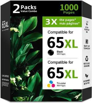 65XL Ink Cartridge Replacement for HP 65 XL(Black Color Combo 2 Pack)for Envy 5055 5052 5010 5070 5014 3755 2655 3720 3722 3723 3752 3758 2652 2624 2640 5000 3700 3772 2600 2622 Printer HP65 HP65XL 65XL Ink Cartridge Replacement for HP 65 XL(Black Color Combo 2 Pack)for Envy 5055 5052 5010 5070 5014 3755 2655 3720 3722 3723 3752 3758 2652 2624 2640 5000 3700 3772 2600 2622 Printer HP65 HP65XL