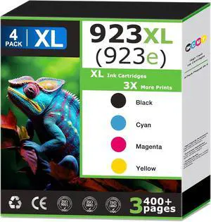 923XL 923e Ink Cartridges Combo Pack Replacement for HP 923 Ink Cartridges Work With OfficeJet Pro 8120 8122 8124 8125 8120e 8130e 8135e 8138e 8139e Black Cyan Magenta Yellow, Updated with V19.12.1 923XL 923e Ink Cartridges Combo Pack Replacement for HP 923 Ink Cartridges Work With OfficeJet Pro 8120 8122 8124 8125 8120e 8130e 8135e 8138e 8139e Black Cyan Magenta Yellow, Updated with V19.12.1