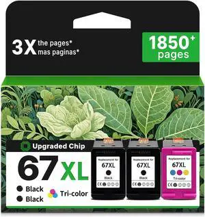 67XL Ink Cartridges for HP 67 XL Black Color Combo 3-Pack Replacement for HP67 HP67XL for Printer 2700 2700e 4100 6400 4155e 2755e 6000 2855e 2752e 4100e 6458 6455e 4152 6055e 6052e 4152e 2742e 6400e 67XL Ink Cartridges for HP 67 XL Black Color Combo 3-Pack Replacement for HP67 HP67XL for Printer 2700 2700e 4100 6400 4155e 2755e 6000 2855e 2752e 4100e 6458 6455e 4152 6055e 6052e 4152e 2742e 6400e
