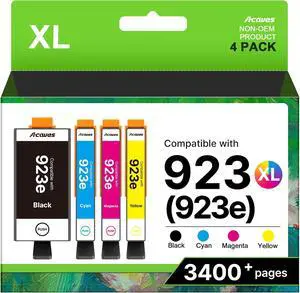 923XL Ink Cartridges for 8130e Printer with Chip 4-Pack 6C3Y6LN 923XL Ink Cartridges for 8130e Printer with Chip 4-Pack 6C3Y6LN