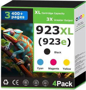 923XL 923e Ink Cartridges Combo Pack (4 Pack) Replacement for HP 923 Ink Cartridges , Work for OfficeJet Pro 8120 8122 8124 8125 8130 8132 8122e 8124e 8125e 8130e 8132e 8134e, Update with V19.8.1 Chip 923XL 923e Ink Cartridges Combo Pack (4 Pack) Replacement for HP 923 Ink Cartridges , Work for OfficeJet Pro 8120 8122 8124 8125 8130 8132 8122e 8124e 8125e 8130e 8132e 8134e, Update with V19.8.1 Chip