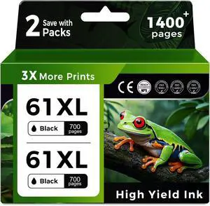 61XL 61 Black Ink Cartridge for HP Printers Replacement for HP Ink 61 XL Ink Cartridge HP61 HP61XL Work for Envy 4500 5530 5535 4502 4501 OfficeJet 4630 4635 Desjet 2540 2542 1000 1010 Printer 2-Pack 61XL 61 Black Ink Cartridge for HP Printers Replacement for HP Ink 61 XL Ink Cartridge HP61 HP61XL Work for Envy 4500 5530 5535 4502 4501 OfficeJet 4630 4635 Desjet 2540 2542 1000 1010 Printer 2-Pack