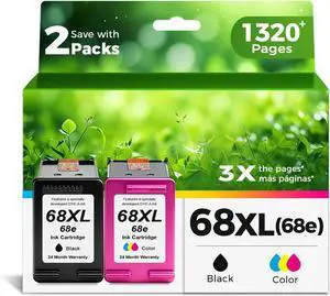 68XL 68e Ink Cartridges Black Color Combo Pack Replacement for HP 68 XL HP68 Work for 6100e 6500e Printers for Envy 6152e 6155e 6552e 6555e 6558e 6110e 6110r 6120e 6130e 6131e 6132e 6165e 6520e 6530e 68XL 68e Ink Cartridges Black Color Combo Pack Replacement for HP 68 XL HP68 Work for 6100e 6500e Printers for Envy 6152e 6155e 6552e 6555e 6558e 6110e 6110r 6120e 6130e 6131e 6132e 6165e 6520e 6530e