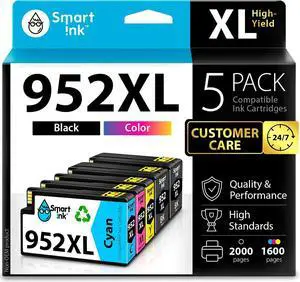 Smart Ink Compatible Ink Cartridges Replacement for HP952XL 952 XL 2 Black and Cyan/Magenta/Yellow (5 Combo Pack) to use with HP OfficeJet Pro 8710 7740 8720 8715 8210 8703 OfficeJet 8702 Printers Smart Ink Compatible Ink Cartridges Replacement for HP952XL 952 XL 2 Black and Cyan/Magenta/Yellow (5 Combo Pack) to use with HP OfficeJet Pro 8710 7740 8720 8715 8210 8703 OfficeJet 8702 Printers
