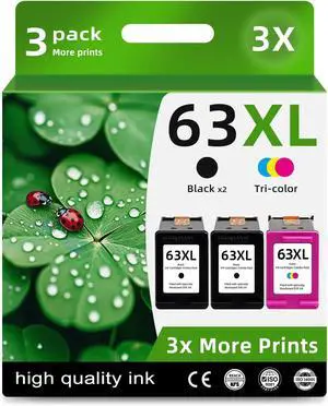 63XL Ink Cartridges Replacement for HP 63 XL(2Black and 1color Combo Pack) Fit for HP63 3830 4650 4652 4655 5200 5252 5255 5258 4520 4512 1112 2132 3630 3632 3631 2130 4510 4654 Printers BK Tricolor 63XL Ink Cartridges Replacement for HP 63 XL(2Black and 1color Combo Pack) Fit for HP63 3830 4650 4652 4655 5200 5252 5255 5258 4520 4512 1112 2132 3630 3632 3631 2130 4510 4654 Printers BK Tricolor