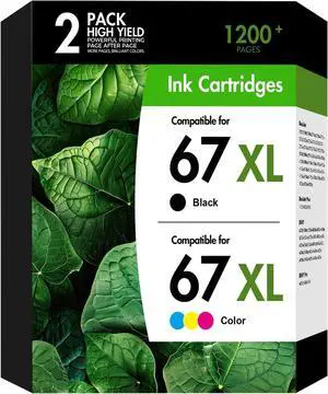 67 67XL Ink Cartridges Black/Color Combo Pack 2800e (1 Black,1 Tri-Color) 67 67XL Ink Cartridges Black/Color Combo Pack 2800e (1 Black,1 Tri-Color)