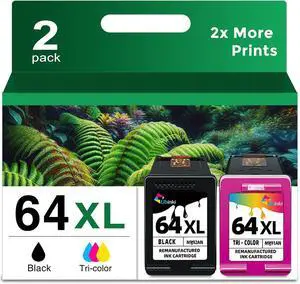 64XL Ink Cartridge Combo Black and Color 2-Pack Replacement for HP 64 HP64 XL HP64XL to Envy Photo 7855 7858 7155 7800 7100 7120 7158 7164 6255 6252 6232 Inspire 7900e 7955e 7200 7200e Tango X Printer 64XL Ink Cartridge Combo Black and Color 2-Pack Replacement for HP 64 HP64 XL HP64XL to Envy Photo 7855 7858 7155 7800 7100 7120 7158 7164 6255 6252 6232 Inspire 7900e 7955e 7200 7200e Tango X Printer