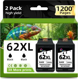 62XL Ink Cartridges Black Replacement for HP Ink 62 XL HP62 HP62XL Fit for Envy 5660 7640 7645 5540 5542 5549 5642 5660 5663 7644 5661 5662 OfficeJet 5745 5740 5741 5742 200 250,2-Pack 62XL Ink Cartridges Black Replacement for HP Ink 62 XL HP62 HP62XL Fit for Envy 5660 7640 7645 5540 5542 5549 5642 5660 5663 7644 5661 5662 OfficeJet 5745 5740 5741 5742 200 250,2-Pack