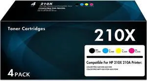 210X 210A Toner Cartridges 4 Pack Compatible for HP 210X 210A with Chip 210X 210A Toner Cartridges 4 Pack Compatible for HP 210X 210A with Chip