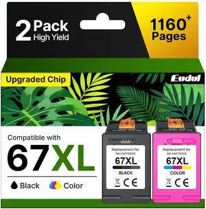 67XL Ink Cartridges Black/Color Combo Pack Replacement for HP Ink 67 67XL Printer Ink Works for HP DeskJet 4227e 2827e 2755e 2855e 2800 4155e 2755 2852e Envy 6055e 6000 6455e (2 Pack) 67XL Ink Cartridges Black/Color Combo Pack Replacement for HP Ink 67 67XL Printer Ink Works for HP DeskJet 4227e 2827e 2755e 2855e 2800 4155e 2755 2852e Envy 6055e 6000 6455e (2 Pack)