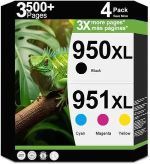 950XL 951XL Ink Cartridges Compatible Replacement for HP 950 951 XL Combo Fit for OfficeJet Pro 8600, 8610, 8615, 8620, 8625, 8630, 8640, 8660, 8100, 8110, 251DW, 276DW Printers (4-Pack, C/Y/M/K) 950XL 951XL Ink Cartridges Compatible Replacement for HP 950 951 XL Combo Fit for OfficeJet Pro 8600, 8610, 8615, 8620, 8625, 8630, 8640, 8660, 8100, 8110, 251DW, 276DW Printers (4-Pack, C/Y/M/K)
