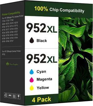 Toner Kingdom Ink Cartridges Remanufactured for HP 952 XL Ink Cartridge Combo Pack Work for HP OfficeJet 8702 OfficeJet Pro 7720 7740 8210 8710 8720 8730 8740 Series (4 Pack Black Cyan Yellow Magenta) Toner Kingdom Ink Cartridges Remanufactured for HP 952 XL Ink Cartridge Combo Pack Work for HP OfficeJet 8702 OfficeJet Pro 7720 7740 8210 8710 8720 8730 8740 Series (4 Pack Black Cyan Yellow Magenta)