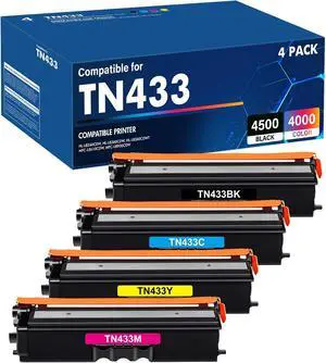 TN433 TN-433 Toner Cartridges TN 433 TN431 MFC-L8900cdw HL-L8360CDW 4 Pack TN433 TN-433 Toner Cartridges TN 433 TN431 MFC-L8900cdw HL-L8360CDW 4 Pack