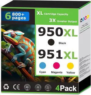 950XL 951XL Ink Cartridges Compatible for HP 950 951 Ink Cartridges Combo Pack Work with HP Printer OfficeJet Pro 8600 8610 8620 8100 8630 8625 Printer 950 Black 951 Color Cyan Magenta Yellow(4 Pack) 950XL 951XL Ink Cartridges Compatible for HP 950 951 Ink Cartridges Combo Pack Work with HP Printer OfficeJet Pro 8600 8610 8620 8100 8630 8625 Printer 950 Black 951 Color Cyan Magenta Yellow(4 Pack)