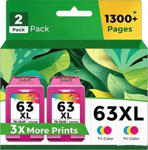 63XL Color Ink Cartridge Replacement for HP Ink 63 XL 63XL Tri-Color to Work with 3830 4520 4650 5258 5255 5200 4655 4652 4512 5252 2132 1112 5222 4510 2130 3833 4654 4511 Printer (High-Yield,2-Pack) 63XL Color Ink Cartridge Replacement for HP Ink 63 XL 63XL Tri-Color to Work with 3830 4520 4650 5258 5255 5200 4655 4652 4512 5252 2132 1112 5222 4510 2130 3833 4654 4511 Printer (High-Yield,2-Pack)