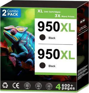 950XL Black Ink Cartridges Replacement for HP 950 ink Cartridges Combo Pack Compatible with HP Printer OfficeJet Pro 8100 8600 8610 8615 8620 8625 251dw 271dw Printer (2 Pack) High Yield With V17.2.1 950XL Black Ink Cartridges Replacement for HP 950 ink Cartridges Combo Pack Compatible with HP Printer OfficeJet Pro 8100 8600 8610 8615 8620 8625 251dw 271dw Printer (2 Pack) High Yield With V17.2.1
