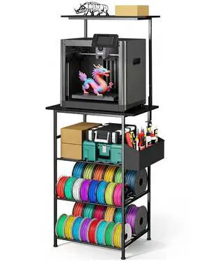 Emfogo 3D Printer Stand with Filament Storage, 5 Tier 3D Printer Table with Storage Bag, 3D Printing Desk Wall Anchorage for Home Office Workshop Studio (19.7" L×16.1" W×63.8" H) Emfogo 3D Printer Stand with Filament Storage, 5 Tier 3D Printer Table with Storage Bag, 3D Printing Desk Wall Anchorage for Home Office Workshop Studio (19.7" L×16.1" W×63.8" H)