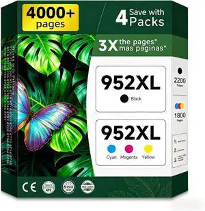 952 XL Black Color Combo 4 Pack(Black/Cyan/Magenta/Yellow) Ink Cartridge Replacement for HP 952XL for OfficeJet Pro 8710 7740 8720 8715 8210 8703 8702 7720 Printers with V26.05.AB8 Chips 952 XL Black Color Combo 4 Pack(Black/Cyan/Magenta/Yellow) Ink Cartridge Replacement for HP 952XL for OfficeJet Pro 8710 7740 8720 8715 8210 8703 8702 7720 Printers with V26.05.AB8 Chips