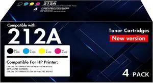 212A 212X Toner Cartridges 4 Pack for HP 212A 212 212X W2120A M554 M555 212A 212X Toner Cartridges 4 Pack for HP 212A 212 212X W2120A M554 M555