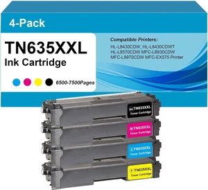 TN635XXL Super High Yield Toner Cartridge,Black,Cyan,Magenta,Yellow,4-Pack TN635XXL Super High Yield Toner Cartridge,Black,Cyan,Magenta,Yellow,4-Pack