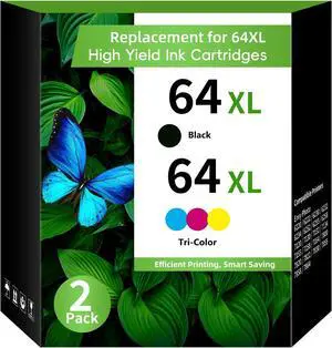 64XL Pack (2-Pack, BK, Tri-Color) Replacement for HP 64XL Ink Cartridge Combo Pack HP 64 XL HP Ink Cartridges Black and Color for HP Envy Photo 7858 7855 7155 6255 6252 6230 Envy 7255e 7955e Printer 64XL Pack (2-Pack, BK, Tri-Color) Replacement for HP 64XL Ink Cartridge Combo Pack HP 64 XL HP Ink Cartridges Black and Color for HP Envy Photo 7858 7855 7155 6255 6252 6230 Envy 7255e 7955e Printer