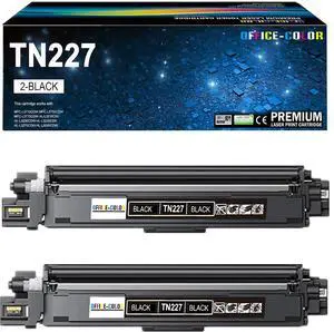 TN227 Black High Yield Toner Cartridge for Brother TN227BK, 2-Pack TN227 Black High Yield Toner Cartridge for Brother TN227BK, 2-Pack