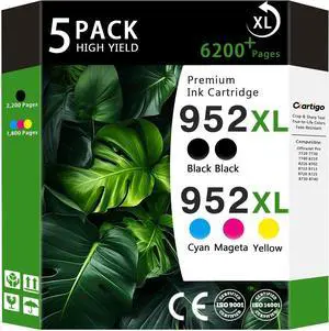 Compatible for 952XL Ink Cartridges Combo Pack Replacement for 952 XL HP952 HP952XL to use with HP OfficeJet Pro 8710 7740 8720 8715 8210 8703 OfficeJet 8702 Printers, 5-Pack Black Cyan Magenta Yellow Compatible for 952XL Ink Cartridges Combo Pack Replacement for 952 XL HP952 HP952XL to use with HP OfficeJet Pro 8710 7740 8720 8715 8210 8703 OfficeJet 8702 Printers, 5-Pack Black Cyan Magenta Yellow