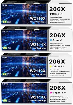 SRITE 206X Toner Cartridges 4 Pack High Yield W2110X W2111X W2112X W2113X SRITE 206X Toner Cartridges 4 Pack High Yield W2110X W2111X W2112X W2113X