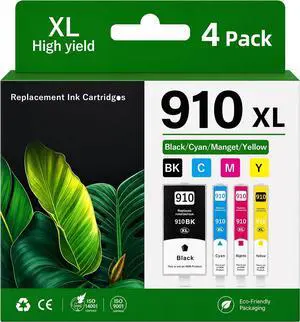 910XL Ink Cartridges Combo Pack, Black Cyan Magenta Yellow, 4 Pack 910XL Ink Cartridges Combo Pack, Black Cyan Magenta Yellow, 4 Pack