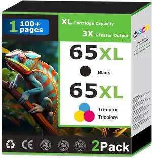 65XL Ink Cartridges Replacement for HP 65 Ink HP65 Ink Cartridges Combo Pack Black Color Work with HP Printer Envy 5055 5000 5052 5010 5070 5014 Deskjet 3700 3755 3772 2600 3752 2652 Printers (2-Pack) 65XL Ink Cartridges Replacement for HP 65 Ink HP65 Ink Cartridges Combo Pack Black Color Work with HP Printer Envy 5055 5000 5052 5010 5070 5014 Deskjet 3700 3755 3772 2600 3752 2652 Printers (2-Pack)