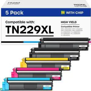 iNKPAD TN229XL Toner Cartridges 5 Pack Replacement for Brother MFC-L3780CDW iNKPAD TN229XL Toner Cartridges 5 Pack Replacement for Brother MFC-L3780CDW