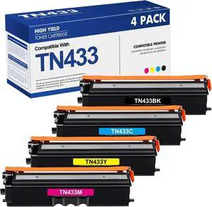 TN433 TN433 Toner Cartridges TN 433 TN431 MFC-L8900cdw HL-L8360cdw 4 Pack TN433 TN433 Toner Cartridges TN 433 TN431 MFC-L8900cdw HL-L8360cdw 4 Pack