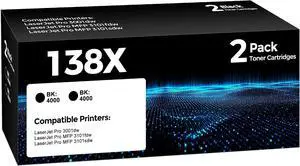 138X Black Toner Cartridge 2 Pack Replacement for HP 138X 138A W1380X Toner 138X Black Toner Cartridge 2 Pack Replacement for HP 138X 138A W1380X Toner