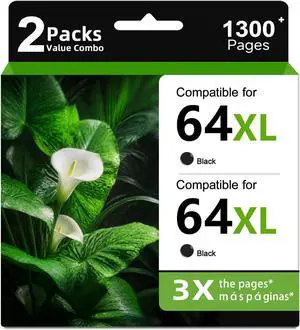 64XL Ink Cartridges 2 Black Combo Pack Replacement for HP Ink 64 xl Fit for HP64XL HP64 7855 7830 7155 7858 7120 7130 Envy 7955e 6230 7158 6255 6252 6232 7164 7832 7858 7864 7822 Tango X Printers 64XL Ink Cartridges 2 Black Combo Pack Replacement for HP Ink 64 xl Fit for HP64XL HP64 7855 7830 7155 7858 7120 7130 Envy 7955e 6230 7158 6255 6252 6232 7164 7832 7858 7864 7822 Tango X Printers