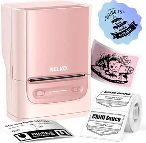 Nelko Label Maker Machine with Tape, PM220 Bluetooth Label Printer, Pink Nelko Label Maker Machine with Tape, PM220 Bluetooth Label Printer, Pink
