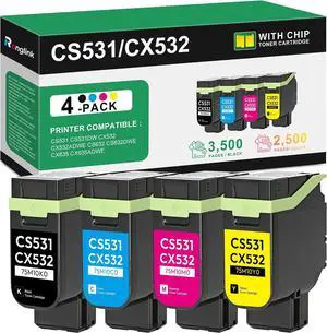 CS531 CX532 Toner Cartridge Set, 4-Pack 75M10K0 75M10C0 75M10Y0 75M10M0 CS531 CX532 Toner Cartridge Set, 4-Pack 75M10K0 75M10C0 75M10Y0 75M10M0
