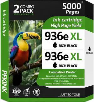 936e 936XL Black Ink Cartridge (with Chip) Replacement for HP 936e 936 Compatible with HP OfficeJet Pro 9125e 9135e 9128e 9122e 9110b 9130b 9730e 9730 Printers (2Black) 936e 936XL Black Ink Cartridge (with Chip) Replacement for HP 936e 936 Compatible with HP OfficeJet Pro 9125e 9135e 9128e 9122e 9110b 9130b 9730e 9730 Printers (2Black)