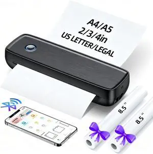 Portable Thermal Printer, Wireless & Bluetooth Mini Inkless Printer for Travel, Office, Home, Supports 8.5x11inch, Compatible with iPhone, Android, Laptop Portable Thermal Printer, Wireless & Bluetooth Mini Inkless Printer for Travel, Office, Home, Supports 8.5x11inch, Compatible with iPhone, Android, Laptop