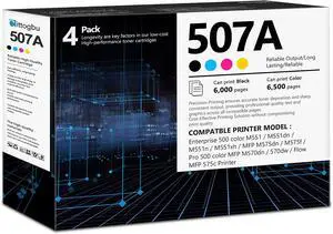507A High Yield Toner Cartridge 4 pack Compatible CE400A CE401A CE402A CE403A Toner Replacement for HP 507A Enterprise 500 color M551dn M551n MFP M575dn M575f Pro 500 color MFP M570dn Printer 507A High Yield Toner Cartridge 4 pack Compatible CE400A CE401A CE402A CE403A Toner Replacement for HP 507A Enterprise 500 color M551dn M551n MFP M575dn M575f Pro 500 color MFP M570dn Printer