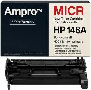 Ampro New W1408A 148A Replacement 148A MICR Toner Cartridge, for Check Printing with Laser Printers 4001dwe, 4001dw, MFP 4101 fdwe, 4101fdw. (Prints 3000 Pages) Ampro New W1408A 148A Replacement 148A MICR Toner Cartridge, for Check Printing with Laser Printers 4001dwe, 4001dw, MFP 4101 fdwe, 4101fdw. (Prints 3000 Pages)