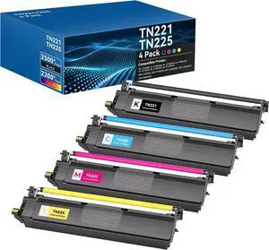 TN221 TN225 Toner Cartridges 4 Pack Compatible with MFC-9340CDW MFC-9330CDW TN221 TN225 Toner Cartridges 4 Pack Compatible with MFC-9340CDW MFC-9330CDW